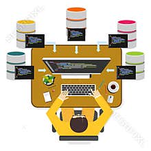 Database programmer or database administrator working concept