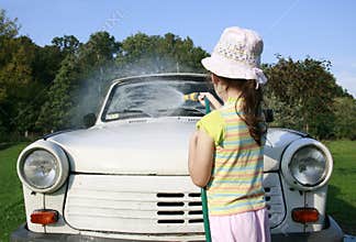 Washing car