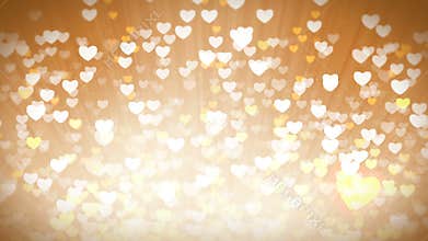 Gold Shiny Hearts Light Valentines Day Background.