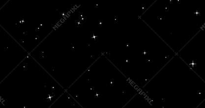 Christmas blinking glitter sparkle stars falling from top, winter holiday xmas with star seamless loop on black