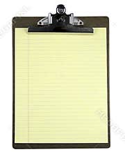 Blank clipboard notepad isolated on white.