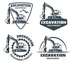 Set of excavator logo.