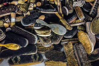 Hair brushes brought by Auschwitz prisoners.