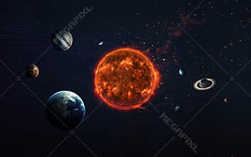 Solar system and space objects. Elements of this image furnished by NASA