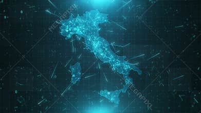 Italy Map Background Cities Connections 4K