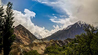 Panorama of Bualtar glacier and Hunza valley, Gilgit-Baltistan Pakistan