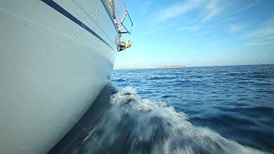 View of side of sailing boat on Adriatic sea in Croatia