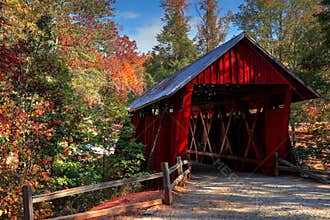 Campbell`s Covered Bridge During Fall