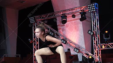 Young girl dancing modern jazz