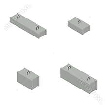 Set of concrete blocks in isometric vector illustration.
