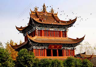 Chengdu, China: Bell Tower at Zhao Jue Temple