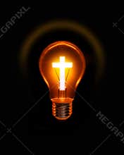 Cross Light Bulb Christian Spiritual