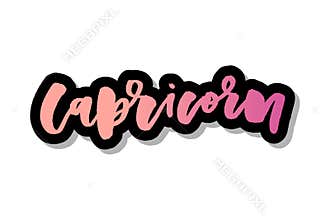 Capricorn lettering Calligraphy Brush Text horoscope Zodiac sign illustration