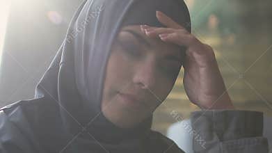 Arab girl upset with gender inequality in Muslim society, religious restrictions