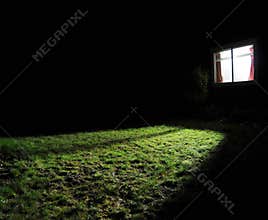 Dark house at night