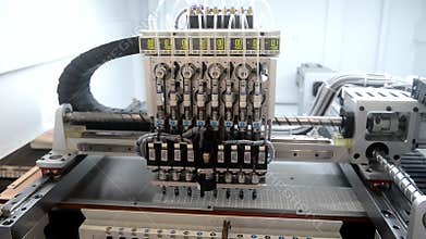 Robot production line in factory