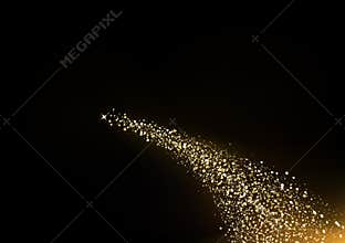 Gold Stars, Spots and dust scatter sparkle motion on black space decorative splashing celebration abstract background vector