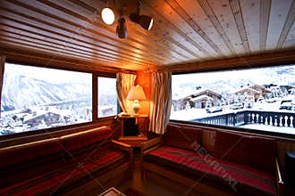 Living room in Swiss Alpine Chalet