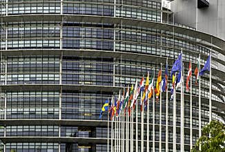 EU Building and Flags in Strasbourg