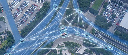 Iot smart automotive Driverless car with artificial intelligence combine with deep learning technology. self driving car can situa