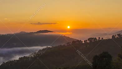 Time lapse of 101 tea plantation at Doi Mae Salong it is a popular tourist destination of Chiang Rai Thailand.