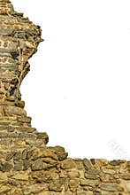 Antique Broken Stone Building Isolated Background