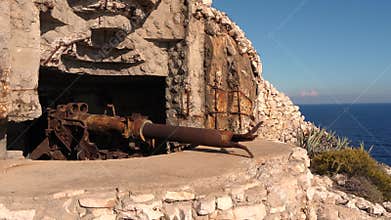 Old military gun on island Vis