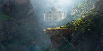 Fantasy Mountain Landscape, Background, Taj Mahal
