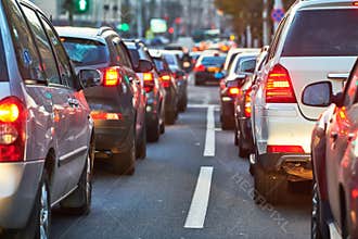 Traffic jam or collapse in a city street road