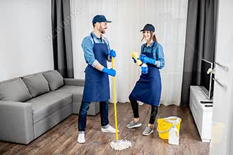 House cleaners in the apartment