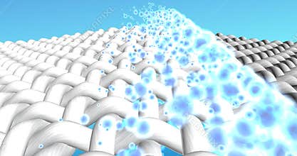 3D animation. Cleaning and whitening action of washing powder.