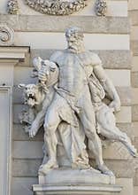 Statue of Hercules capturing Cerberus at the Michaelerplatz entrance to the Michaelertrakt at the Hofburg Palace, Vienna