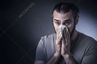 Man with allergy studioshot