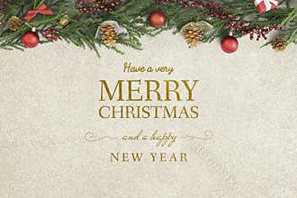 Merry Christmas and Happy New Year greeting card mockup