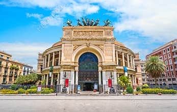 The theatre of Palermo on a sunny summer day. Sicily, southern Italy.