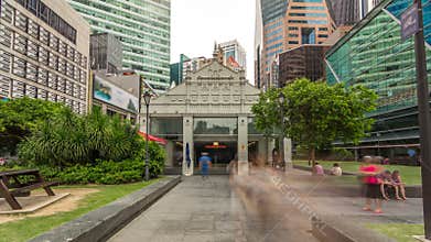 Skyscraper towers at Raffles Place in Singapore Financial Centre timelapse hyperlapse