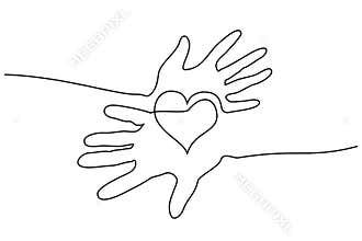 Abstract hands woman and man holding heart
