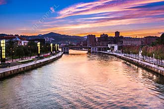Beautiful Sunset in Bilbao, Spain
