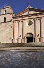 The Old Mission in Santa Barbara with painted parvise