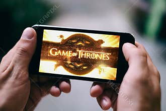 Game of Thrones tv series logo or icon is displayed on smartphone screen