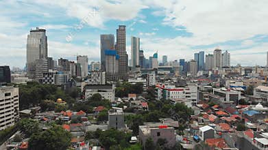 Aerial panorama of the city center with skyscrapers Jakarta. Indonesia.