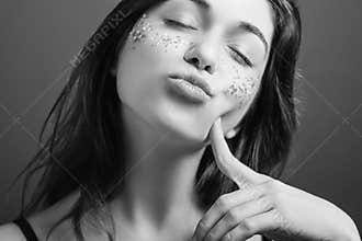 Teasing woman nature narcissist portrait pout lips
