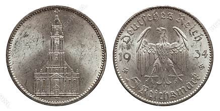 Five mark coin silver germany 1934