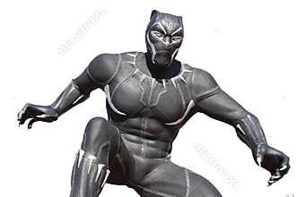 Statue of black panther superhero in disney paris
