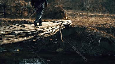 Old wooden bridge. Photographer