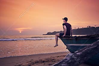 Contemplation during beautiful sunrise