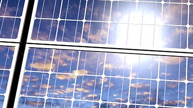 Animated 3D solar panels with reflection