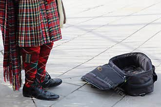 Bagpiper in his Kilt in Edinburgh