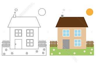 Coloring page book for kids - house