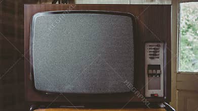 Switch on tuning Retro or Vintage TV or television with green screen 60 fps